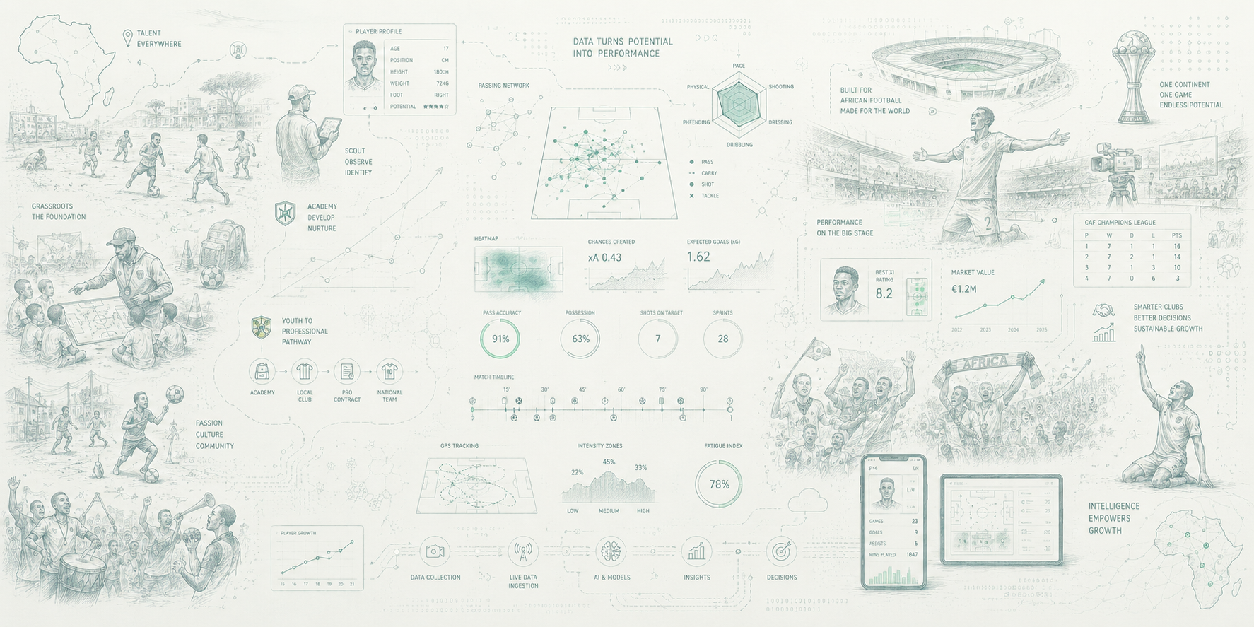 Football analytics hero background